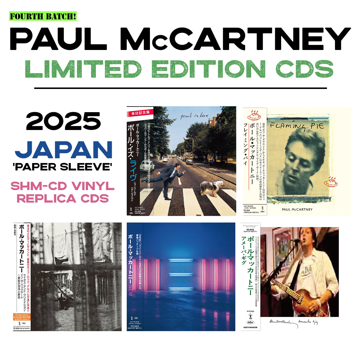 Paul McCartney Japanese SHM-CD Paul is Live, Flaming Pie, Chaos and Creation in the Backyard, New, Amoeba Gig